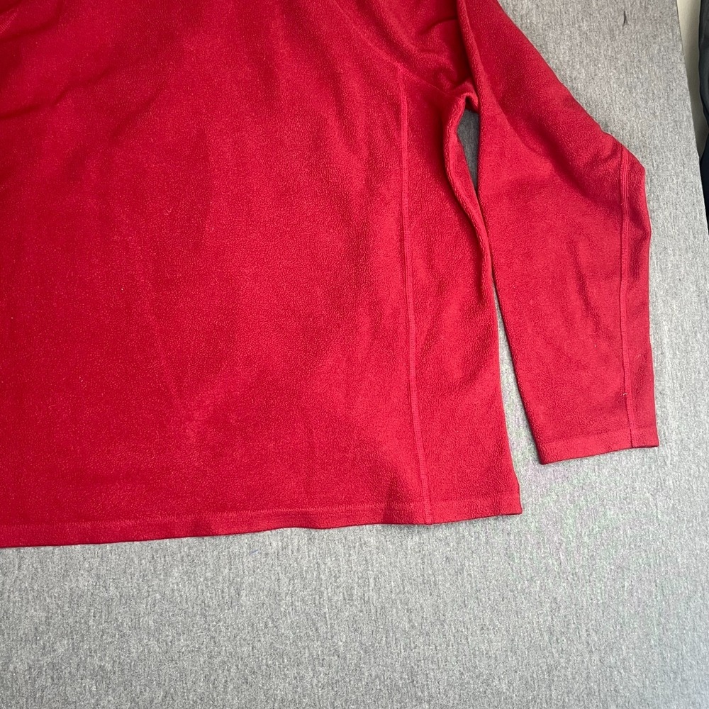 L.L. Bean Men's Large Red Fleece Quarter Zip Pullover Sweater Chest Pocket - Picture 7 of 9